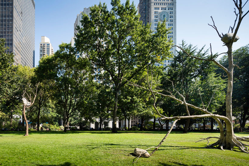 giuseppe penone's 30-foot bronze trees in madison square park