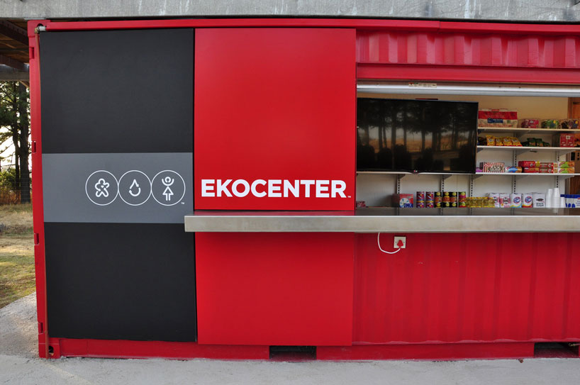 cocacola EKOCENTER water purifying shipping container unit
