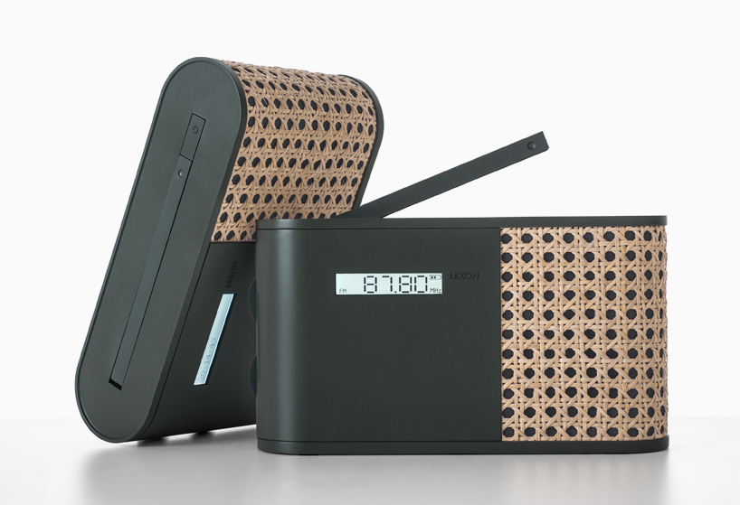 hybrid smart radio by mathieu lehanneur for lexon clad in woven rattan 