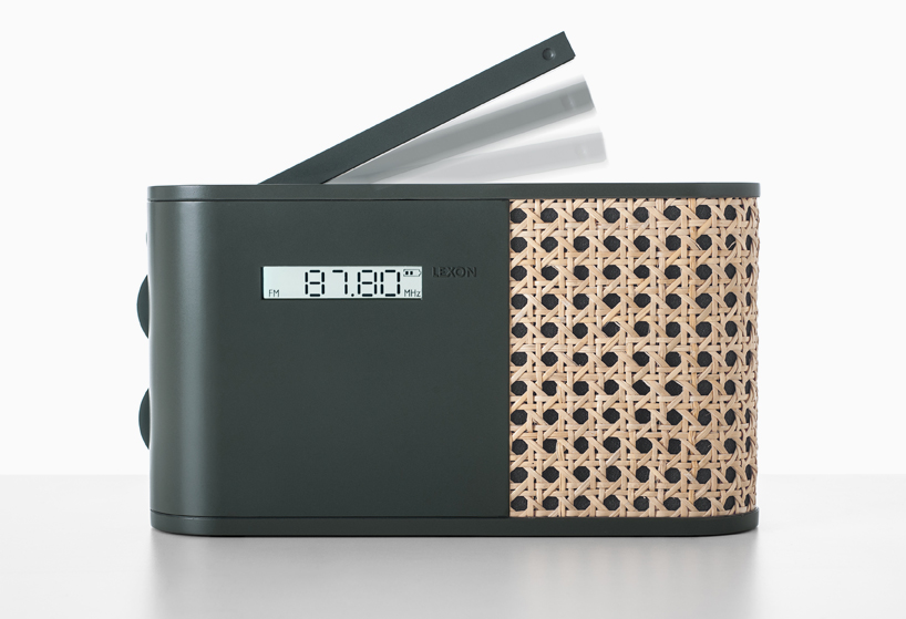 hybrid smart radio by mathieu lehanneur for lexon clad in woven rattan 
