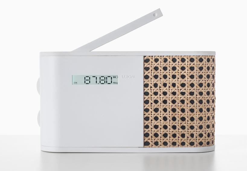 hybrid smart radio by mathieu lehanneur for lexon clad in woven rattan 