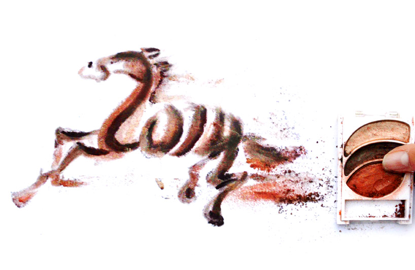 red hong yi renders chinese scenes from makeup