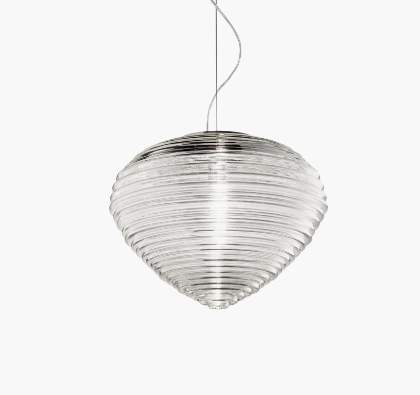 venetian-glass lamp by marco acerbis studio mimics refraction and reflection