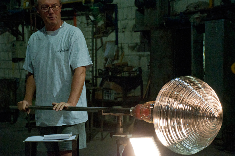 venetian-glass lamp by marco acerbis studio mimics refraction and reflection