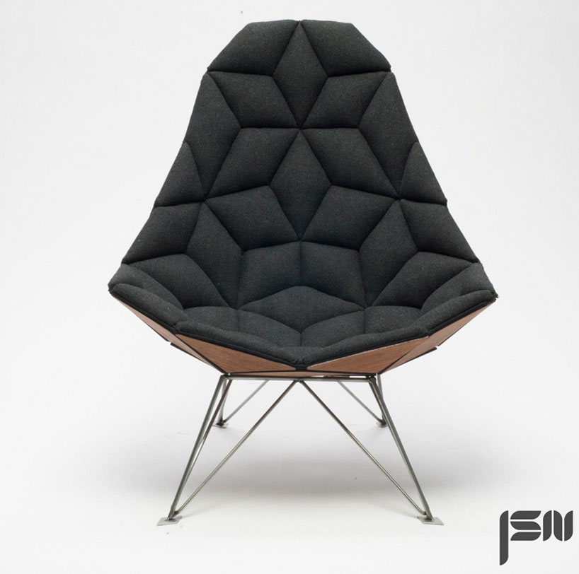 JSN design  assembles diamond shaped tiles into chair