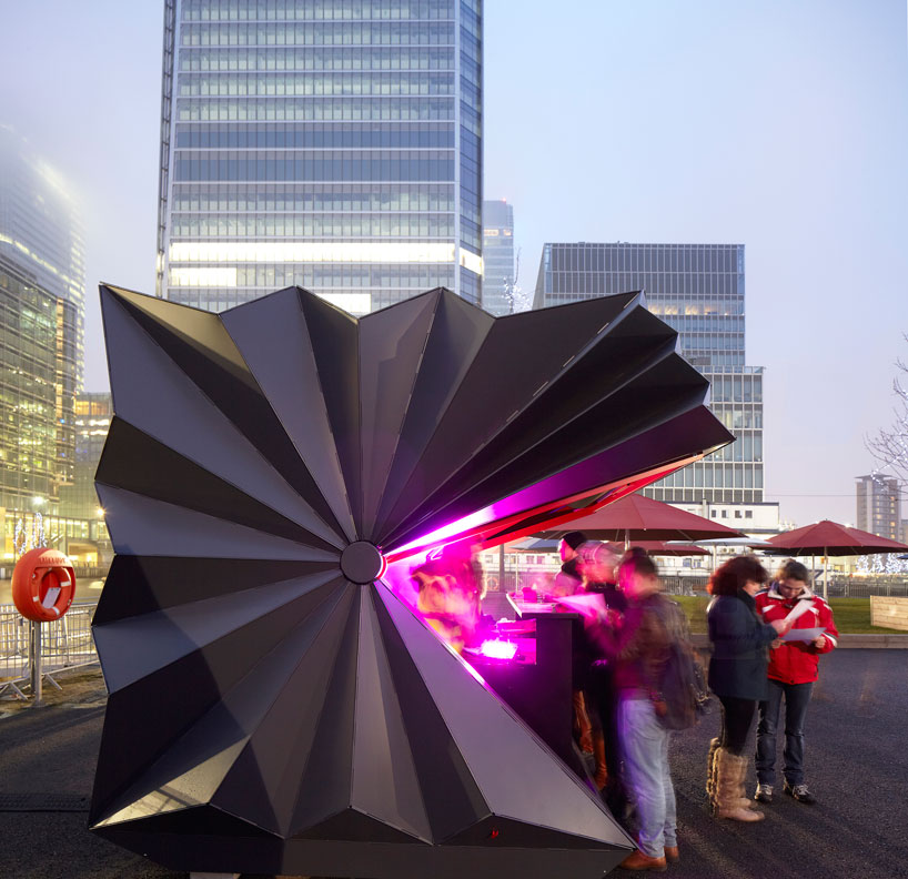 make architects folds prefabricated origami kiosks designboom