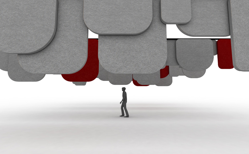 notes suspending sound absorber installation by luca nichetto for offect