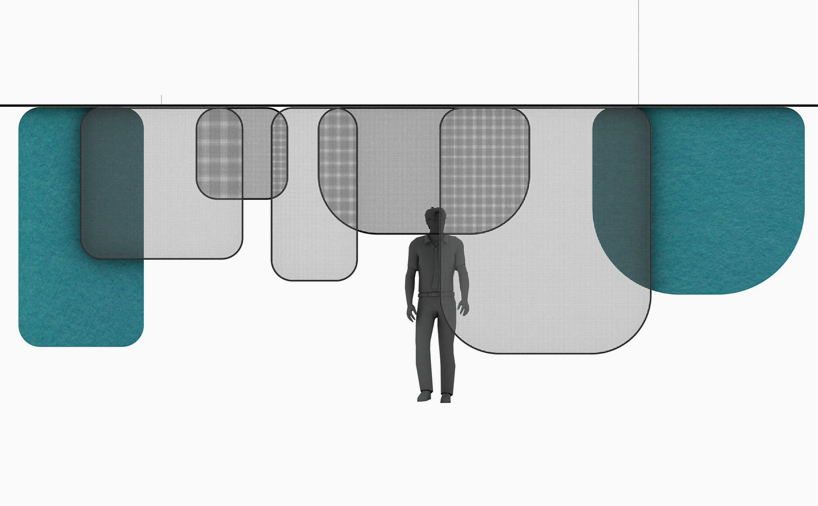 notes suspending sound absorber installation by luca nichetto for offect