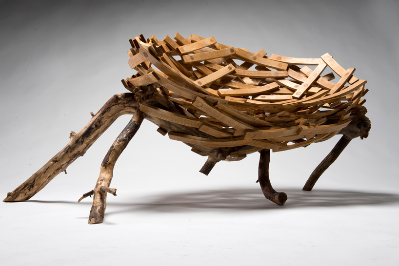 floris wubben shows a nest chair 'eyrie bench' during milan design week