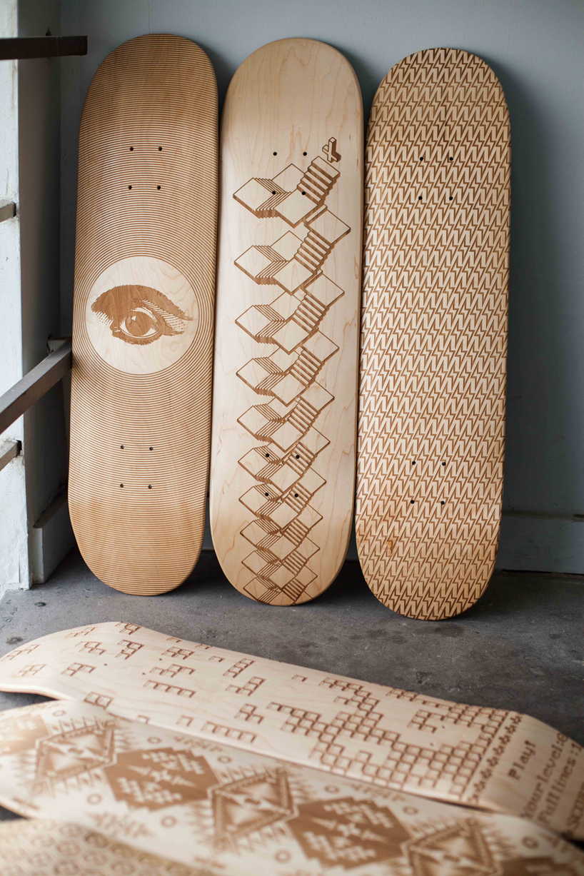 magnetic kitchen laser engraved skateboard decks designboom04