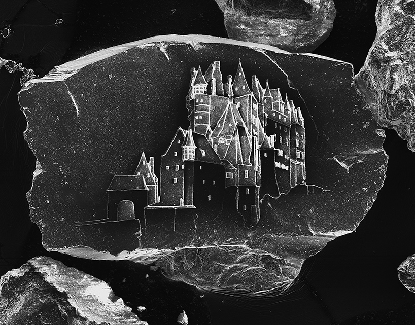 vik muniz + marcelo coelho etch sandcastles on grains of sand