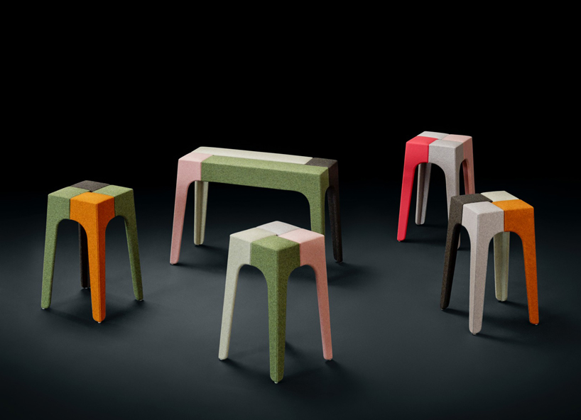 upholstered jib stools by peter marigold for kvadrat divina exhibit
