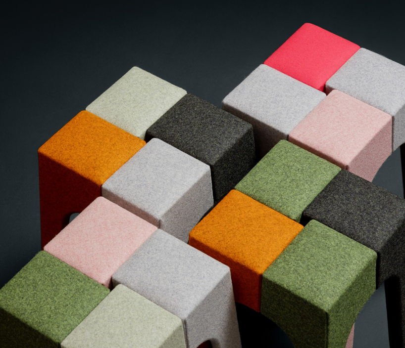 upholstered jib stools by peter marigold for kvadrat divina exhibit