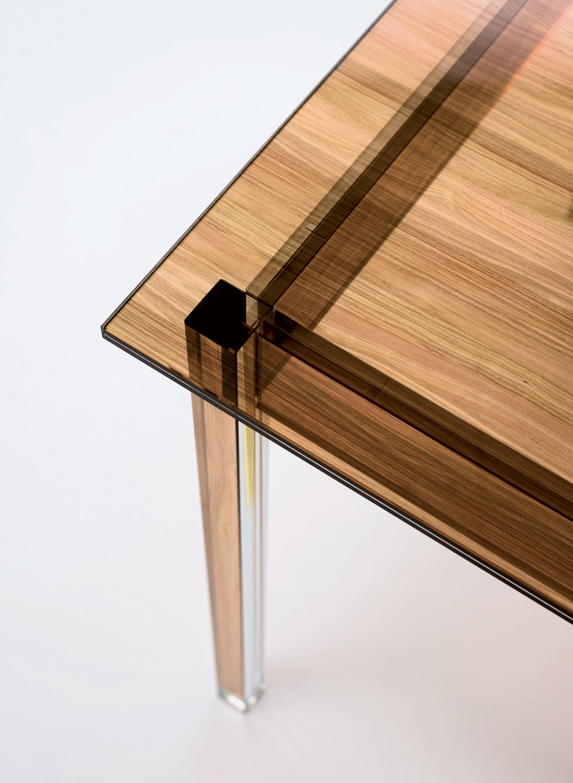 sublimazione wood-textured glass tables by ron gilad for glas italia