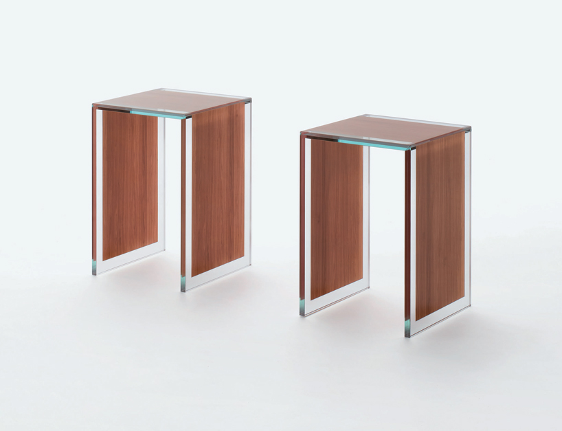 sublimazione wood-textured glass tables by ron gilad for glas italia