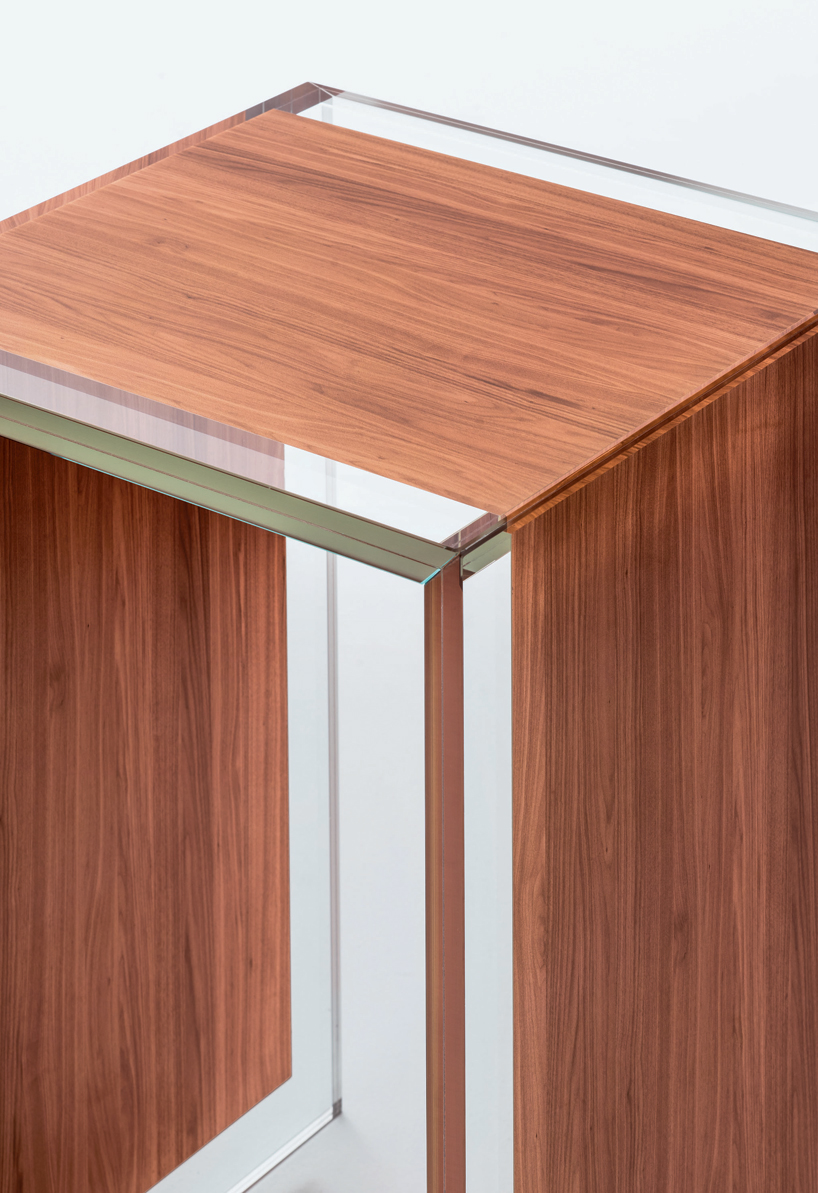 sublimazione wood-textured glass tables by ron gilad for glas italia