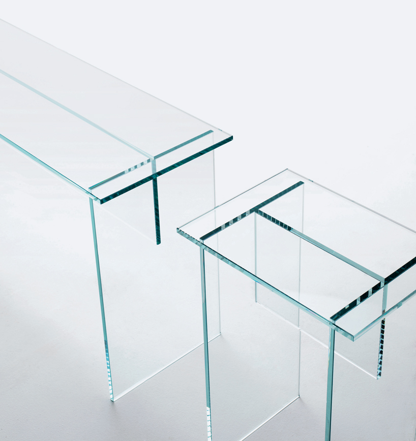 sublimazione wood-textured glass tables by ron gilad for glas italia