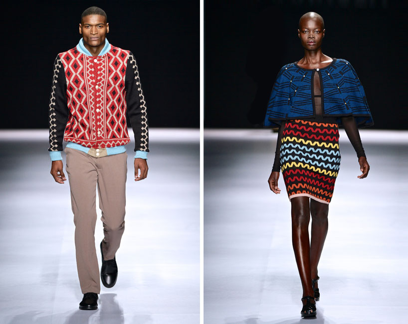 laduma ngxokolo translates traditional xhosa beadwork into knitwear design