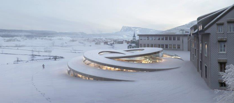 BIG extends audemars piguet HQ with spiraling landform in switzerland