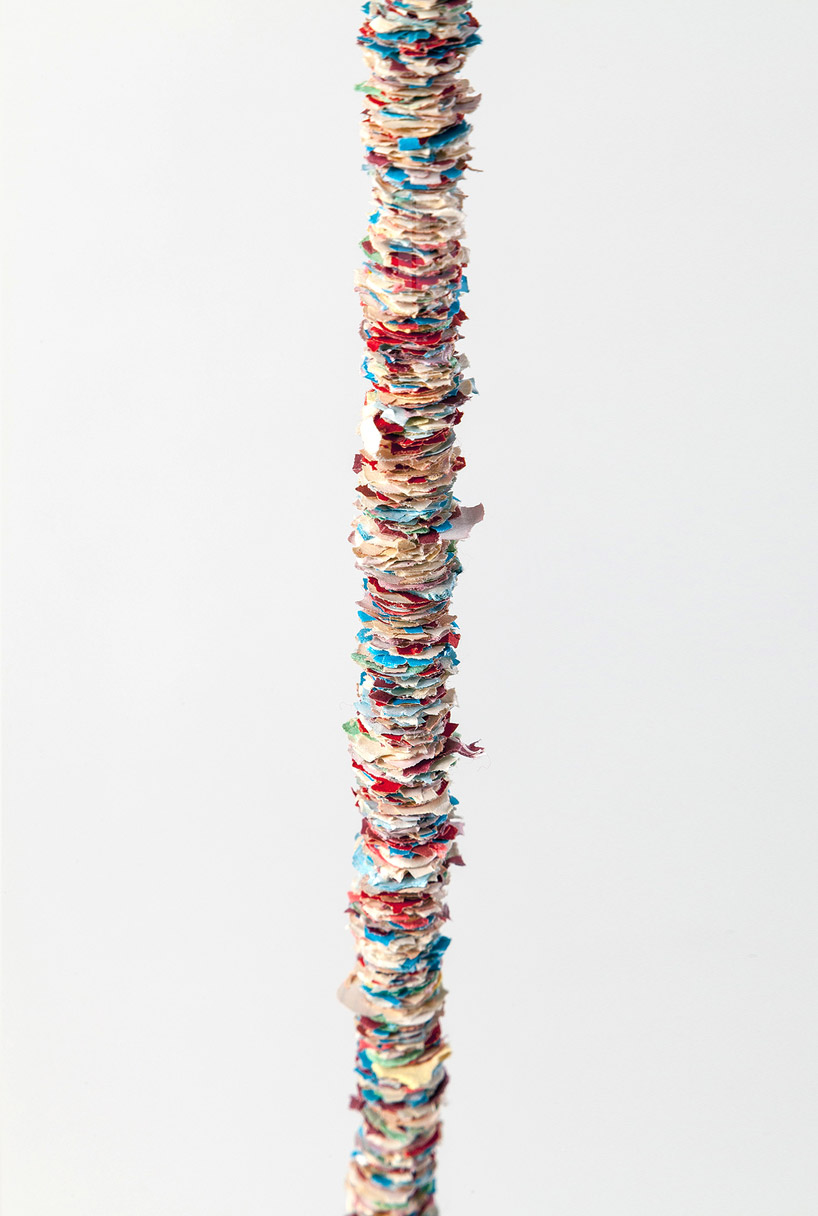 lenka clayton stacks tissue confetti tower from 18,180 sheets