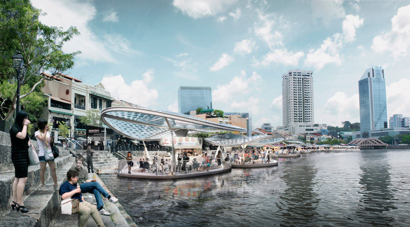 SPARK architects floating hawker centre solar orchid singapore designboom