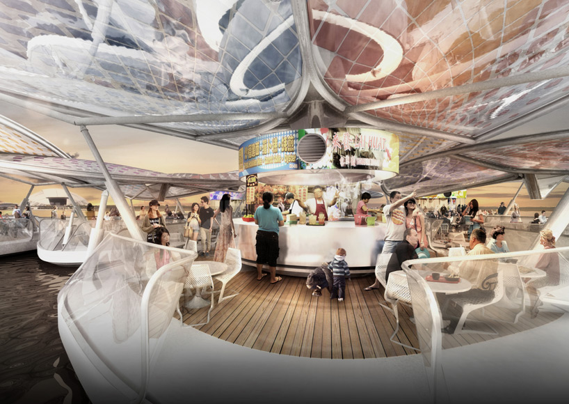 SPARK architects floating hawker centre solar orchid singapore designboom