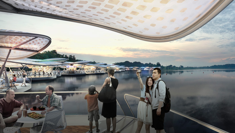 SPARK architects floating hawker centre solar orchid singapore designboom