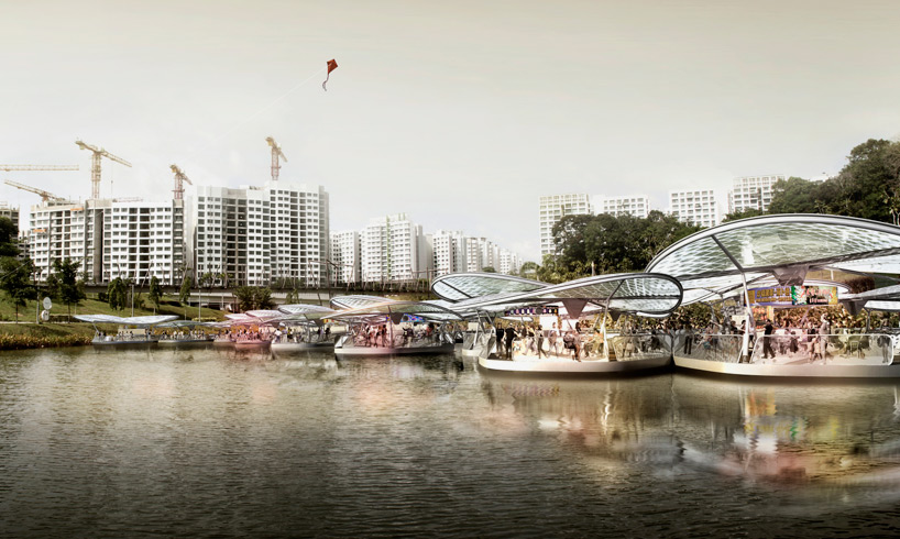 SPARK architects floating hawker centre solar orchid singapore designboom