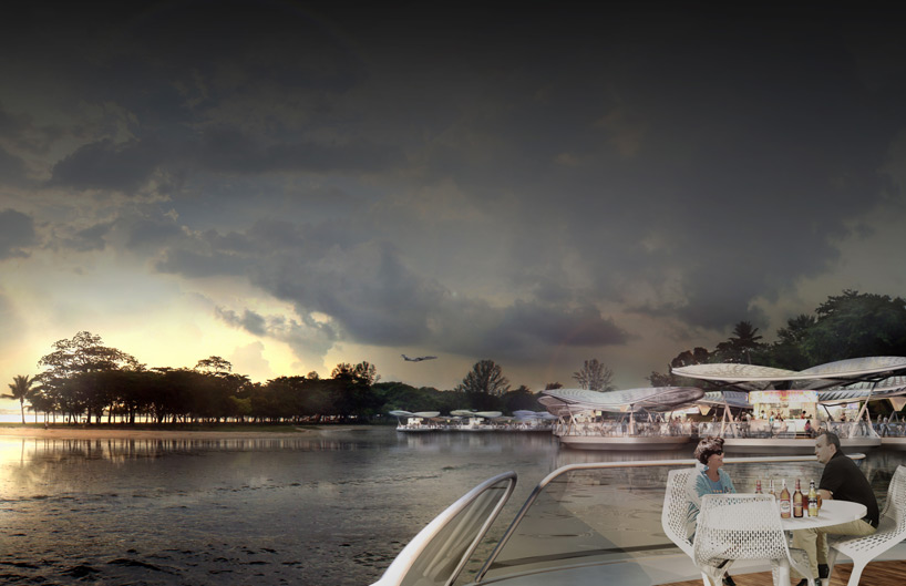 SPARK architects floating hawker centre solar orchid singapore designboom