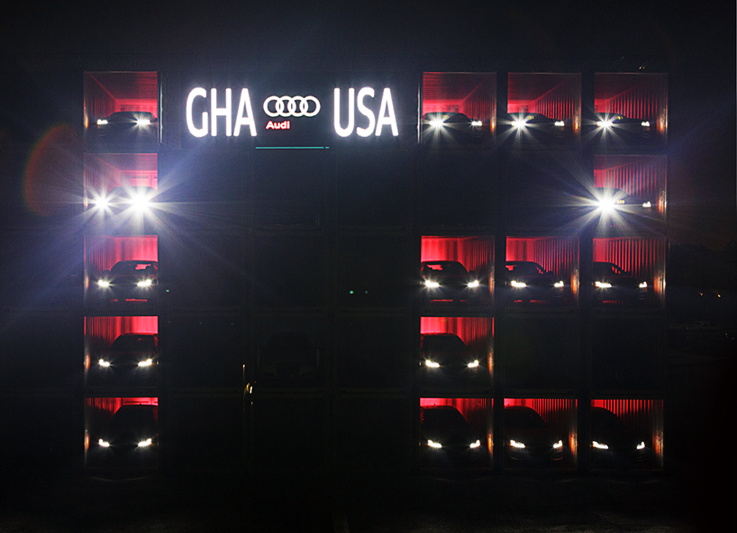audi shipping container scoreboard A8 headlights