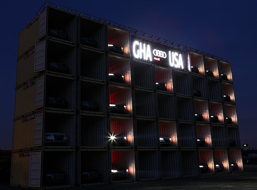 audi shipping container scoreboard A8 headlights