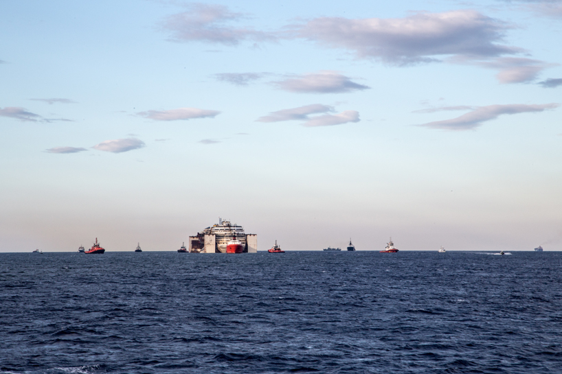 the parbuckling project: costa concordia arrives at genova voltri port