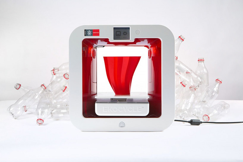 ekocycle cube by will.i.am + coca-cola 3D prints with recycled bottles 