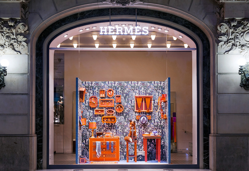 zim & zou the fox's den window for hermès in barcelona