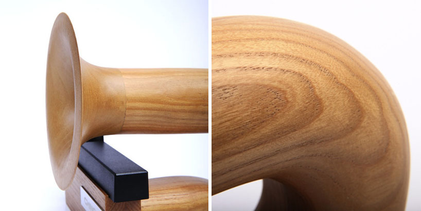 chinon's wooden horn-like iPhone speaker naturally amplifies sound