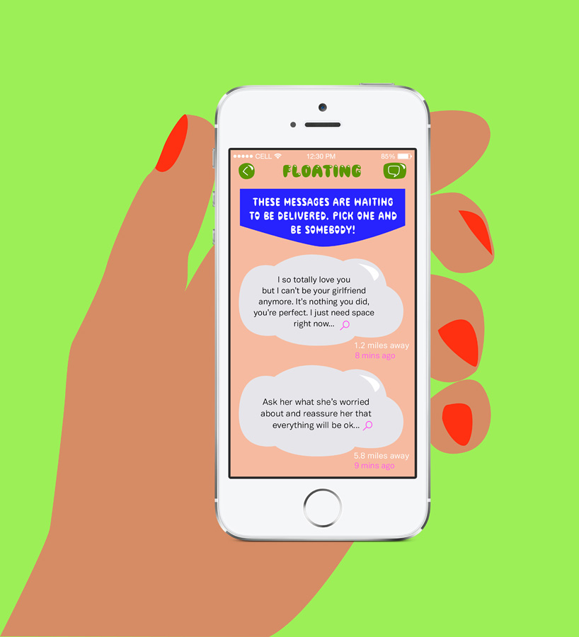 somebody app by miranda july delivers texts verbally from a nearby stranger