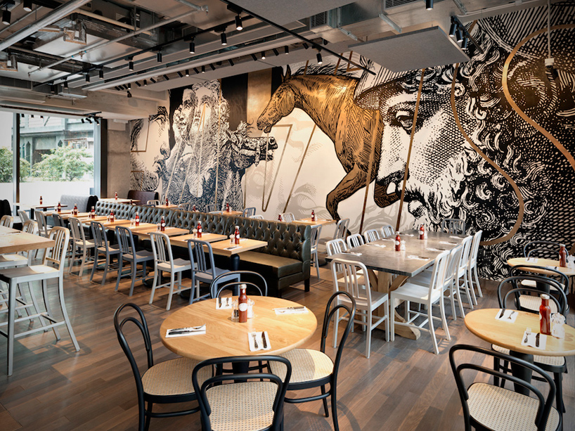 beef & liberty restaurant in hong kong features wall art ...