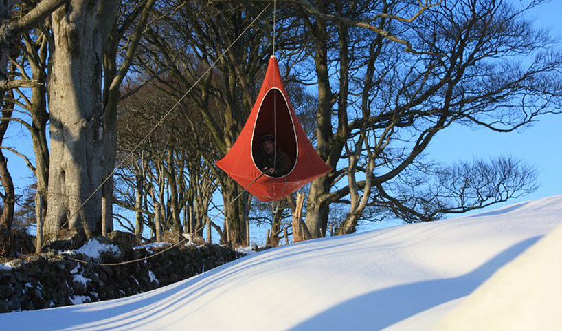 suspend above the trees with hang-in-out's cacoon tent
