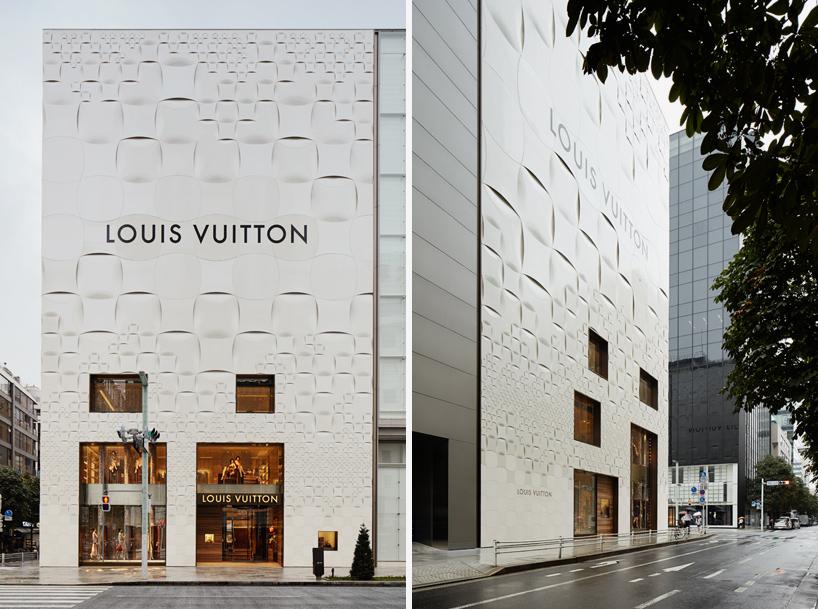 jun aoki&#39;s tokyo louis vuitton store features patterned façades