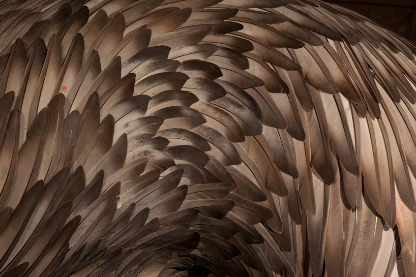 kate mccgwire layers feather sculptures at st mary in the castle