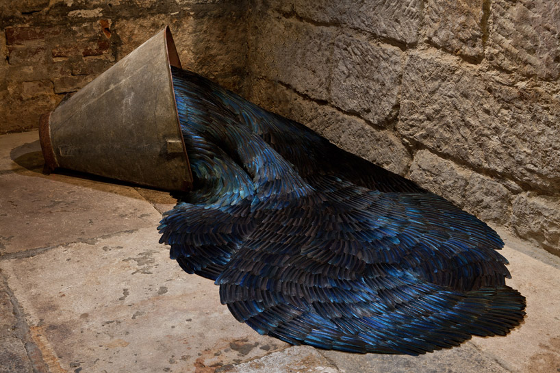 kate mccgwire layers feather sculptures at st mary in the castle