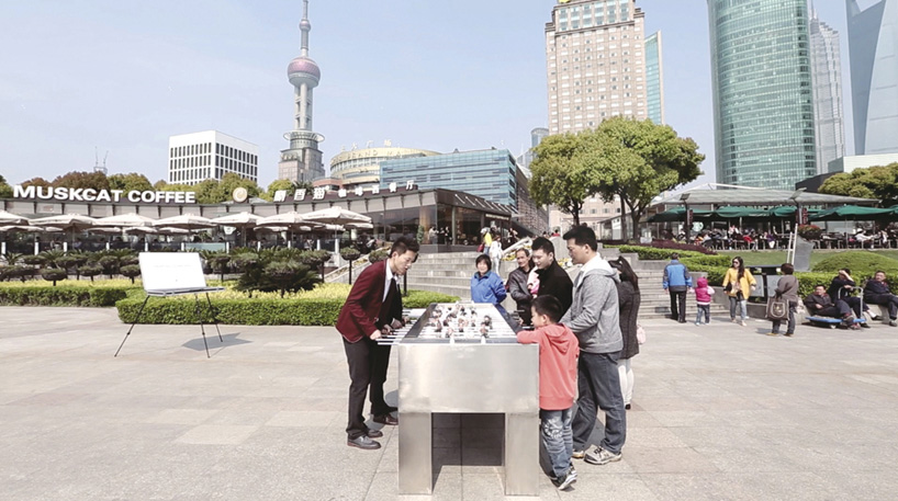 ogilvy mather shanghai shoot goals not guns international day of peace foosball table