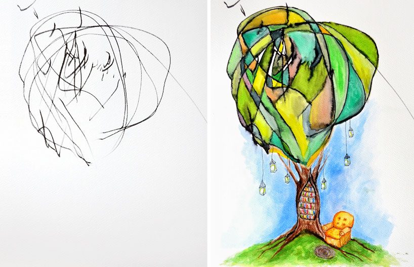 ruth oosterman turns daughter's doodles into paintings