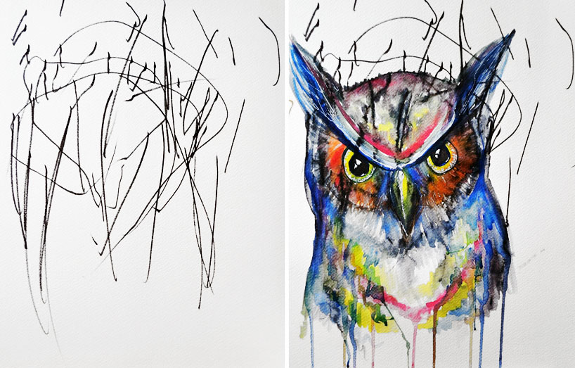 ruth oosterman turns daughter's doodles into paintings