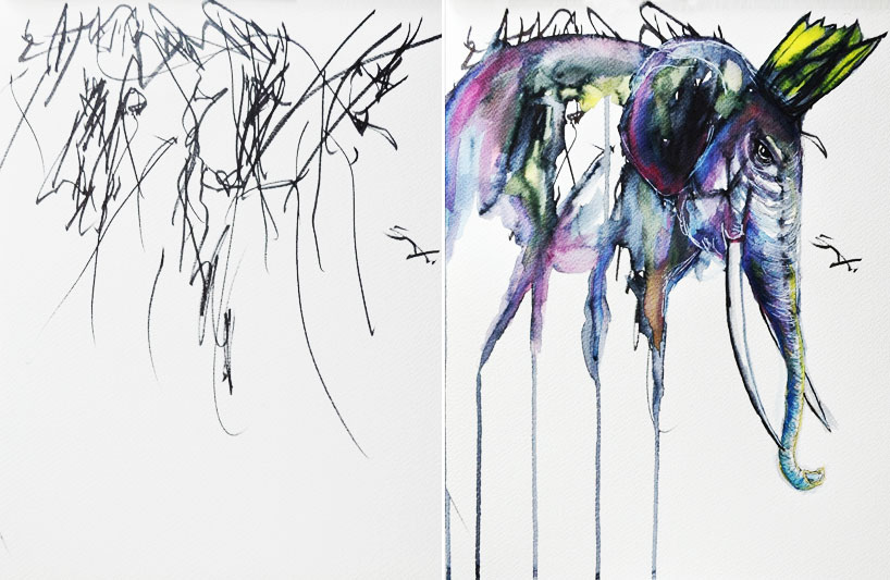 ruth oosterman turns daughter's doodles into paintings
