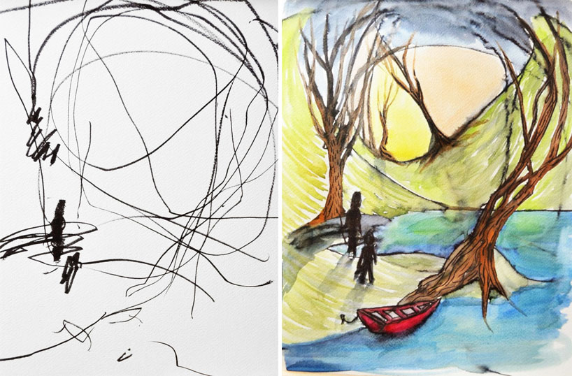 ruth oosterman turns daughter's doodles into paintings