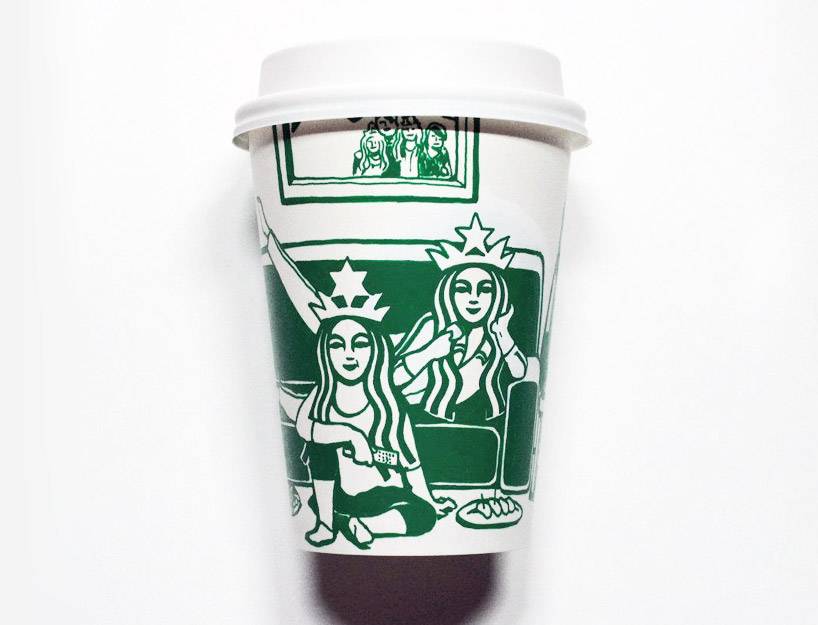artistillustrated starbucks cups place transform coffee mermaid