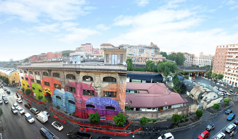 blu wraps roman military warehouse with mural of 50 faces