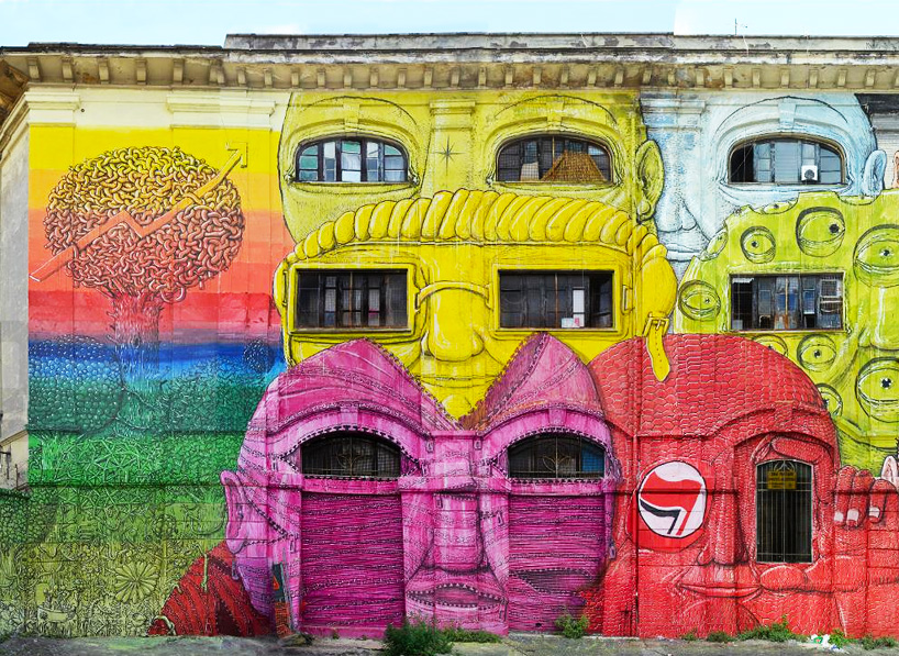 blu wraps roman military warehouse with mural of 50 faces