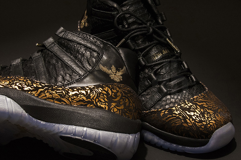 jordan XI shoes reimagined by KXIV with details of thai architecture